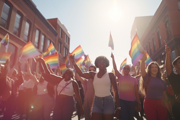 LGBTQ-bondgenoten marcheren naast de gemeenschap Generative ai