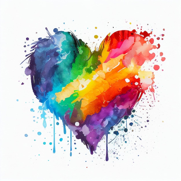 LGBTQ colored heart on white