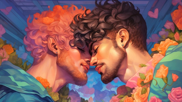 Концепция ЛГБТК Парад гордости Красочный фон с гей-парой