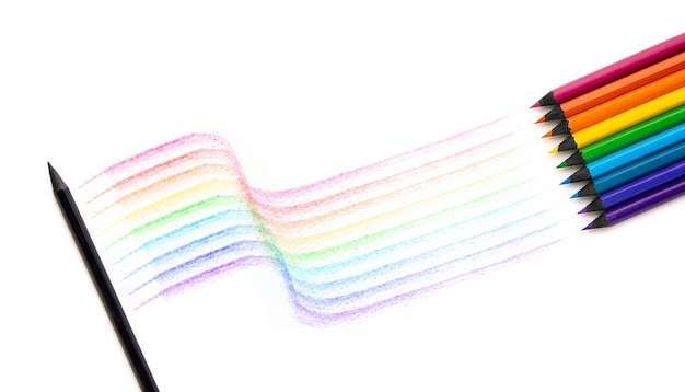 LGBTQ-concepten Regenboogvlag gemaakt door Color Pencil Pride-maand Teken van geslacht Mensenrechten en protest Symbool van LGBTQ Mensen treden samen op als gemeenschap of eenheid