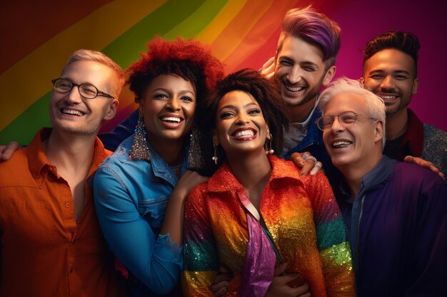 Foto lgbtq-personen van verschillende leeftijden en generatieve ai