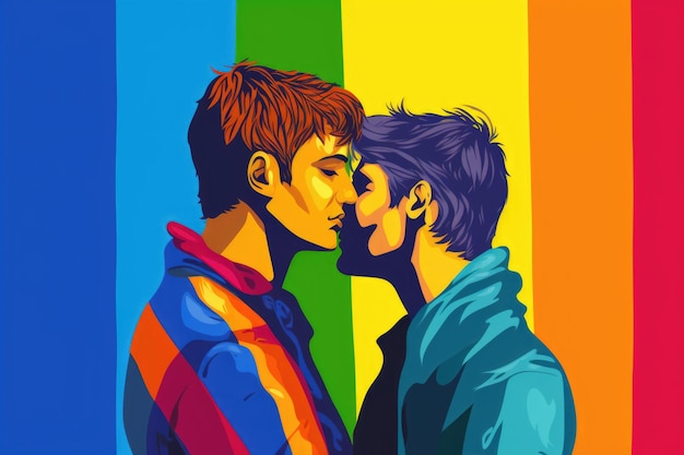 Lgbtq photos couple mans kissing illustration