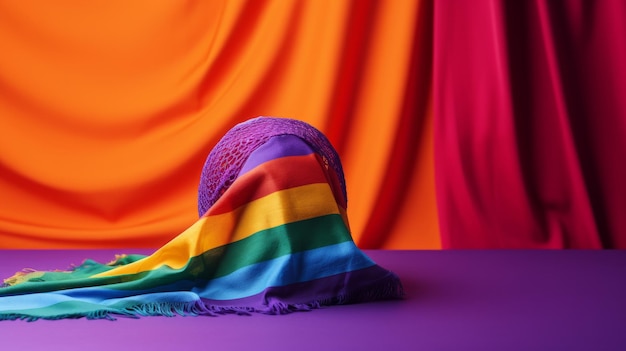 LGBTQ pridethemed accessories and flags creatively arranged for a captivating still life