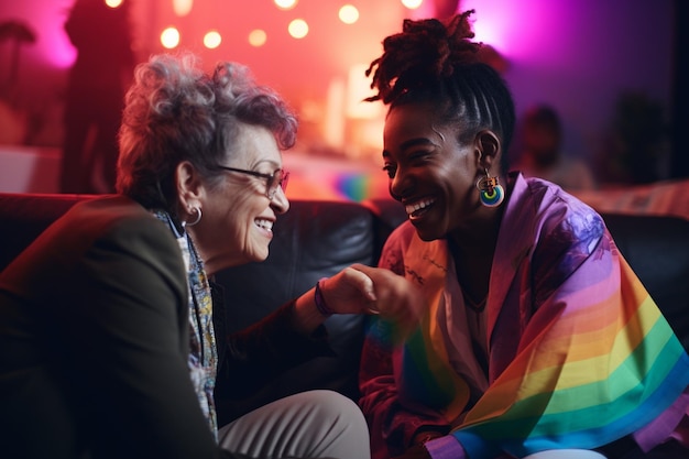 LGBTQ seniors sharing stories and experiences Generative ai