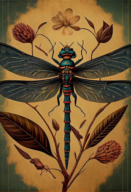 Photo libelula ilustracion, dragonfly, vintage