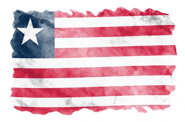 Photo liberia flag  is depicted in liquid watercolor style isolated on white