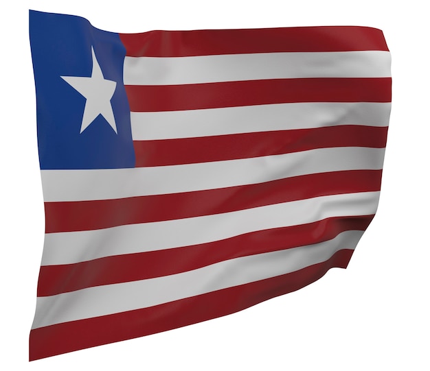 Флаг Либерии изолирован. Размахивая знаменем. Государственный флаг Либерии