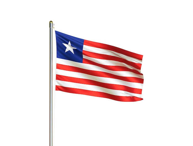 Liberia nationale vlag zwaaien in geïsoleerde witte achtergrond Liberia vlag 3D illustratie