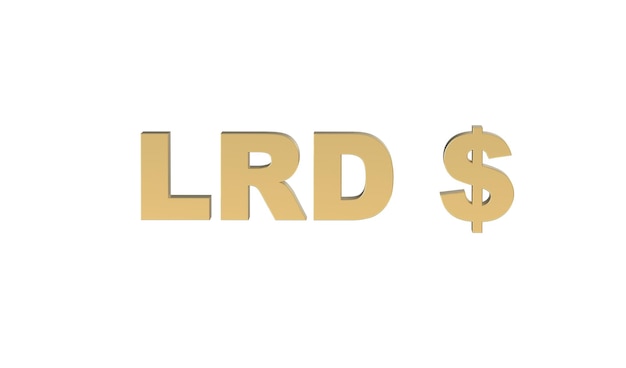 Символ валюты либерийского доллара Либерии в золотом 3d