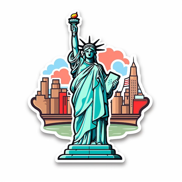 Photo liberty island sticker white background