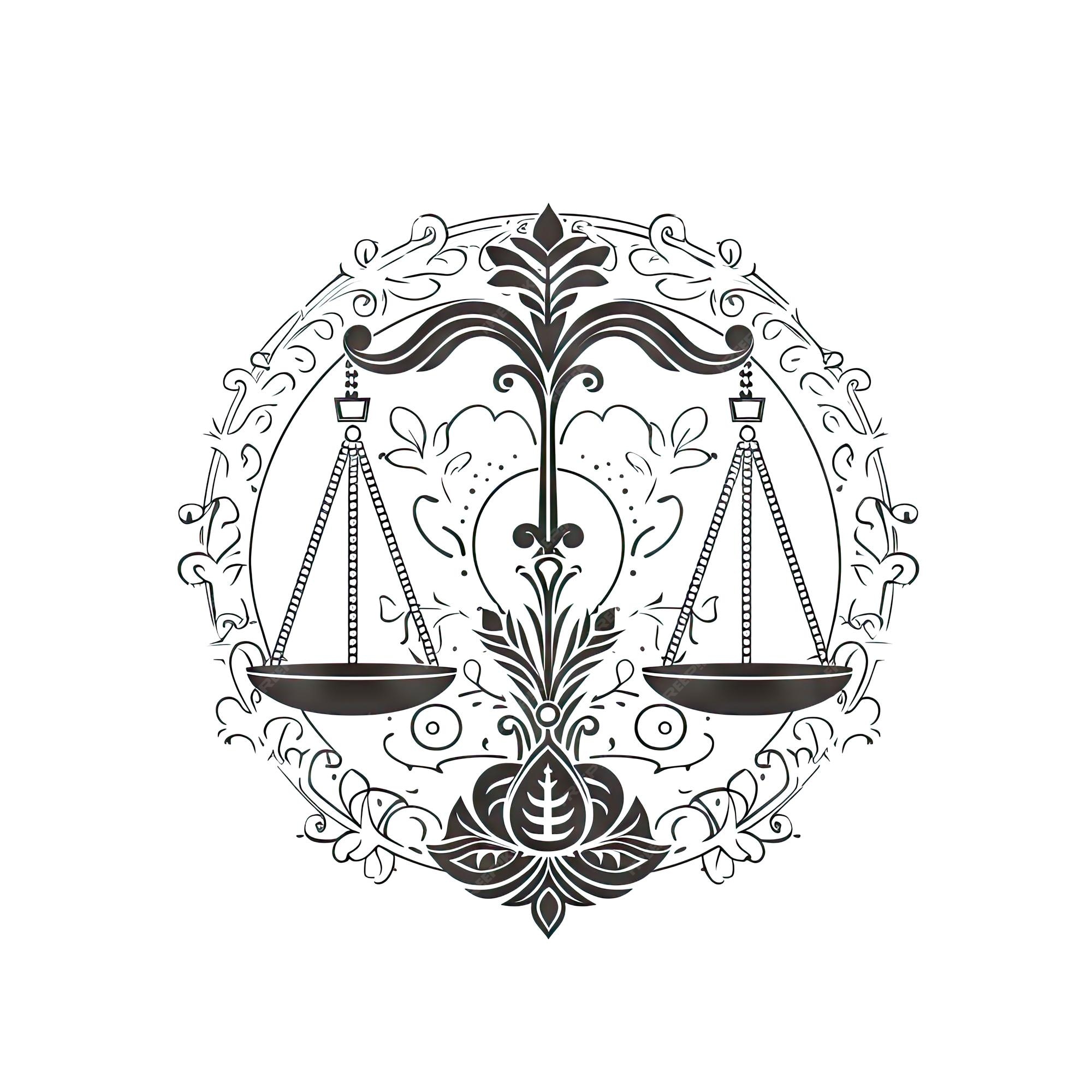 Premium AI Image Libra Icon Zodiac Symbol Ornate Scales Silhouette