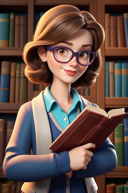 Librarian Cartoon Character 3D Animation Illustration Guide