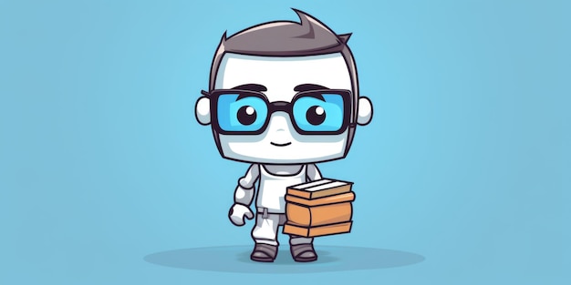 Librarian mascot for a company logo line art Generative AI