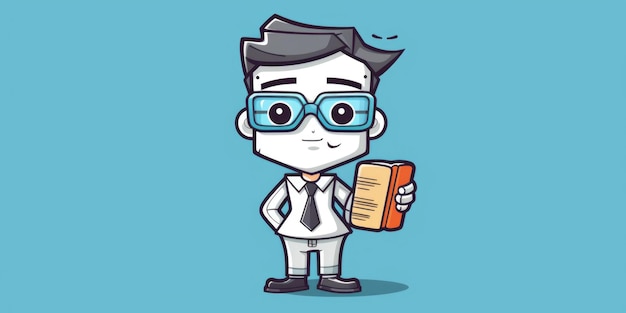 Librarian mascot for a company logo line art Generative AI
