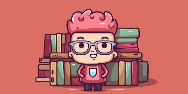 Librarian mascot for a company logo line art Generative AI