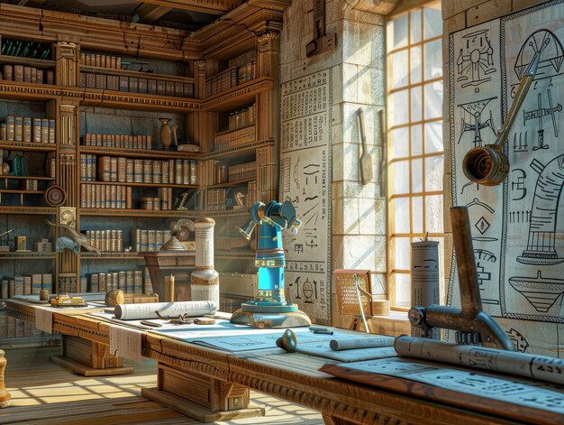 Photo library of alexandria papyrus scrolls lost inventions an inventor discovering a hidden workshop