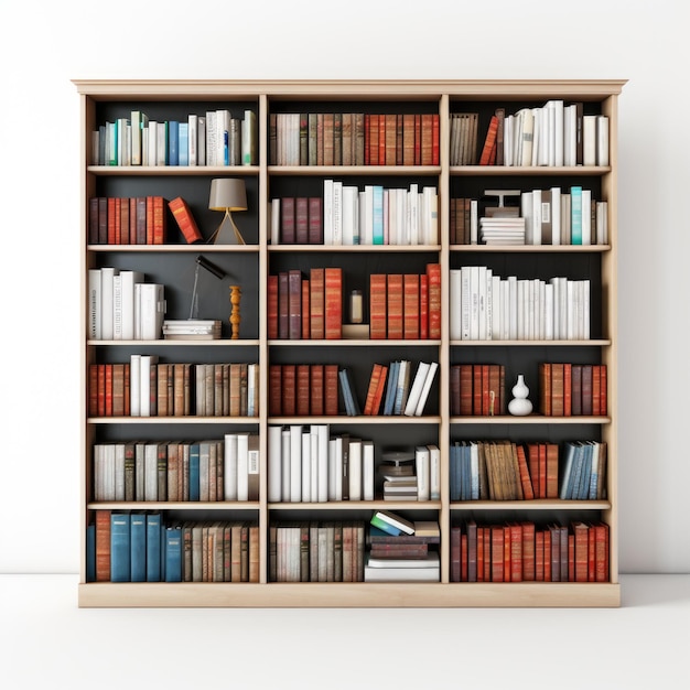 Library Bookshelf isolated on transparent background Generative AI