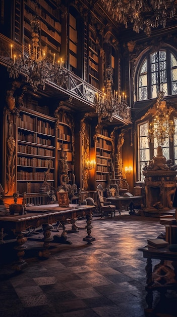 The library of the castle.