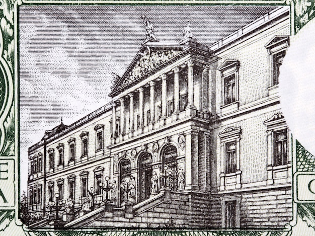 Library and museum building in Madrid from Spanish money  Peseta