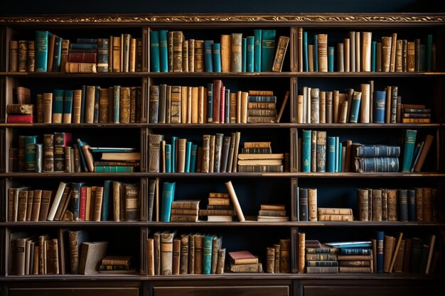 Ностальгия по библиотекам старые книги образуют размытую мозаику книжных полок