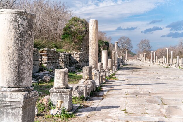 エフェソストルコの古代都市にあるケルスス図書館エフェソスはユネスコの世界遺産に登録されています