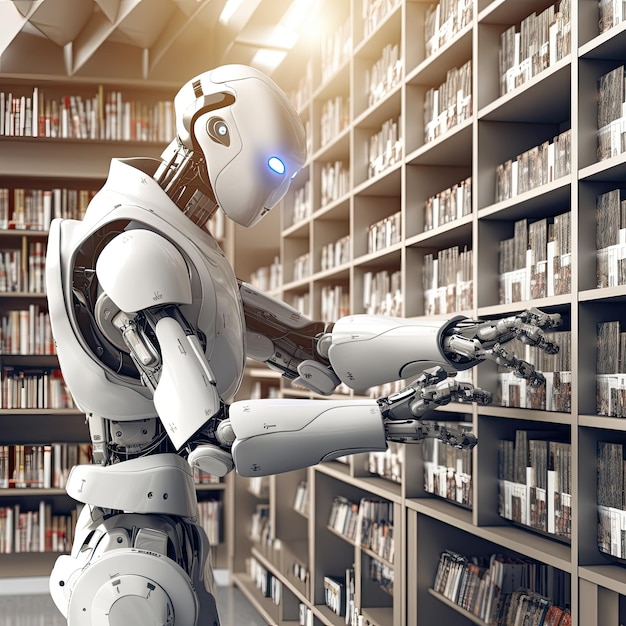 Library Robot Shelving Books