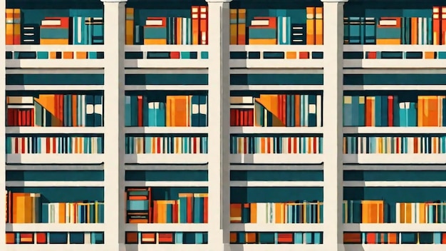 Photo library shelves filled with publishers' books