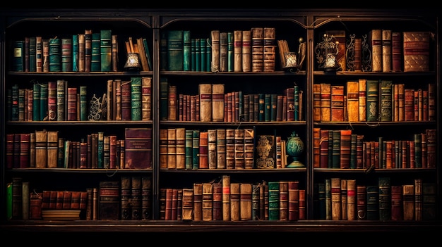 library shelves with books