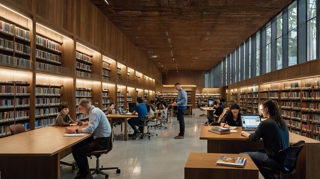 Photo a library with a book titled  the library