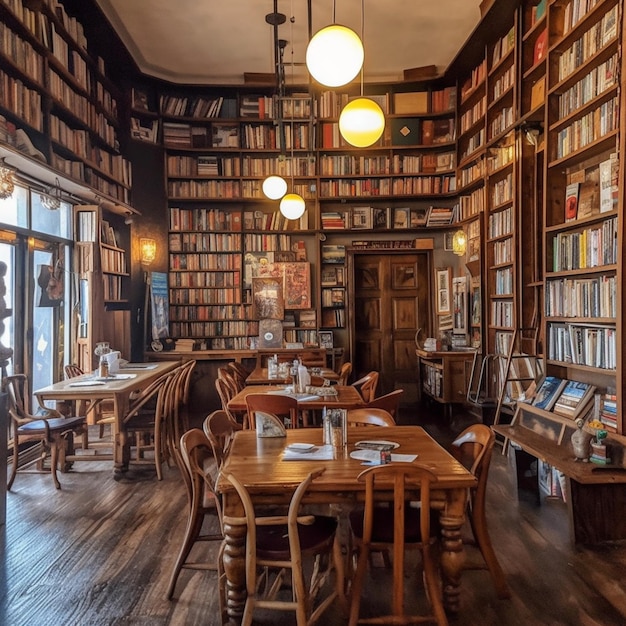 Foto una libreria con molti libri sugli scaffali