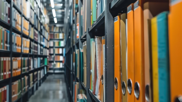 a library with a shelf full of books with the word  the word  on it