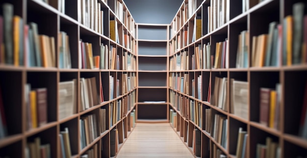 A library with shelves that have books on them