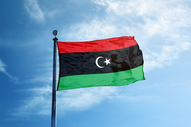 Libya flag on the mast