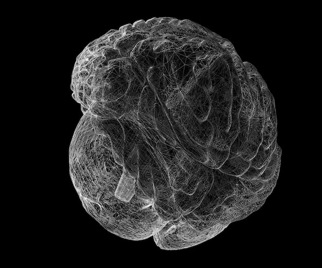 Lichaamsstructuur microscoop, draadmodel op de achtergrond