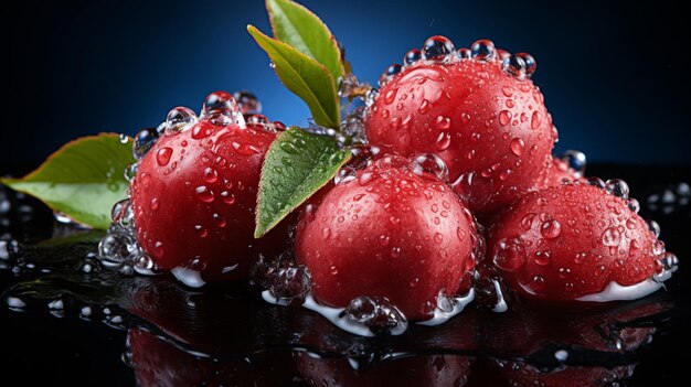 A lichi into a splash of water on dark blue background