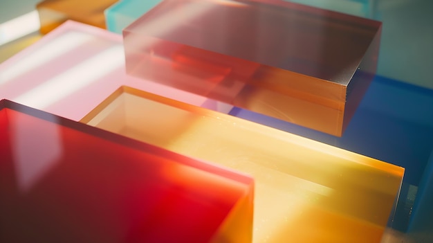 licht door stapel van verschillende kleuren gegoten acrylplaat generatieve AI