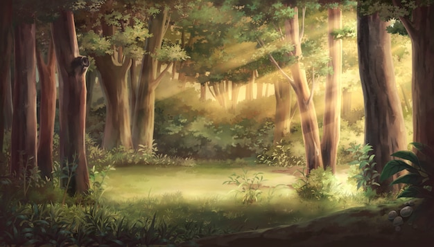 Licht en bos illustratie
