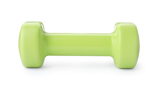 Licht groene halter geïsoleerd op wit Gewicht trainingsapparatuur