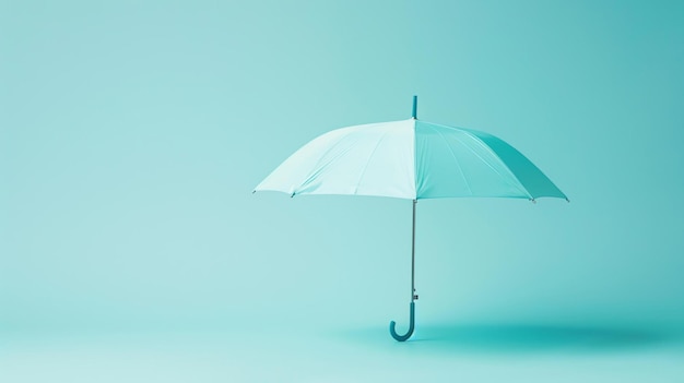 Lichtblauwe paraplu tegen pastelblauwe achtergrond Rainy weather protection concept 3d rendering