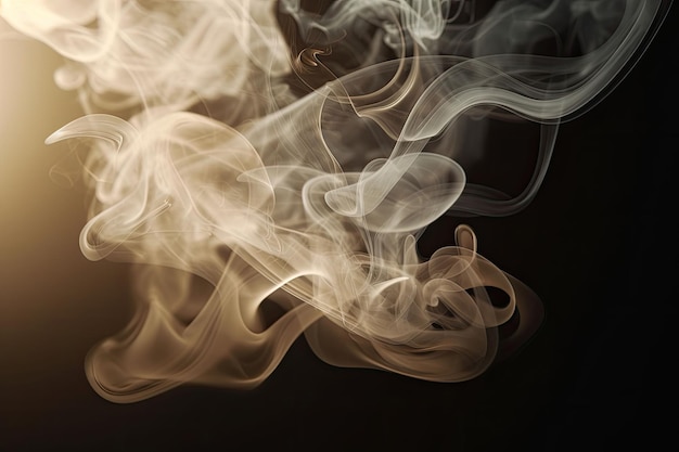 Lichte achtergrond met blaasjes ivoren rook Rook ruikt en draait Generatieve AI illustratie