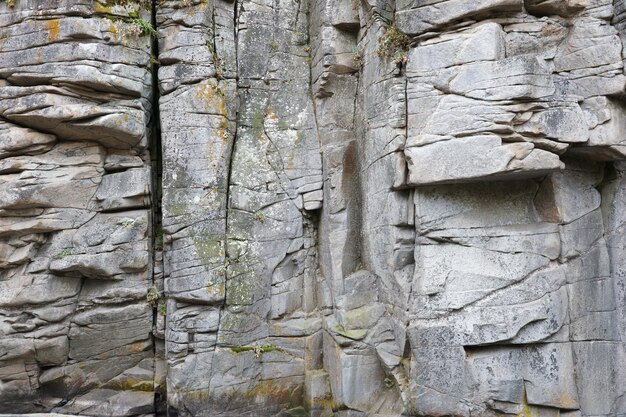 Lichte grove natuurlijke rotssteenachtergrond Mijnbouwklip ruw vooroppervlak Grote kalksteenstapelachtergrond Zware grunge beschadigd granietbloktextuur