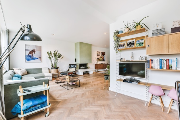 Foto lichte woonkamer in een modern luxe huis