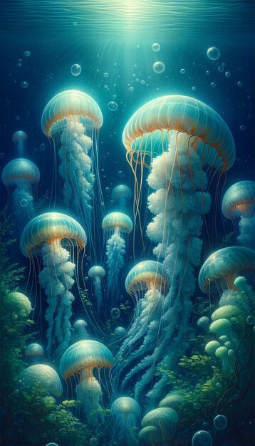 Lichtend kwallenballet onder zee
