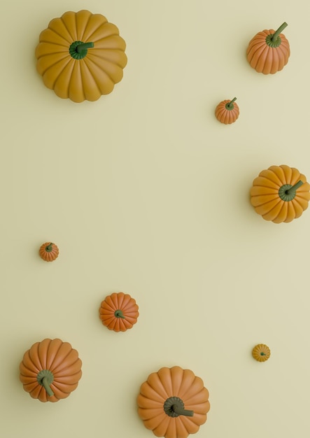Lichtgele 3D herfst herfst Halloween thema product display podium staan pompoenen plat lag bovenaanzicht