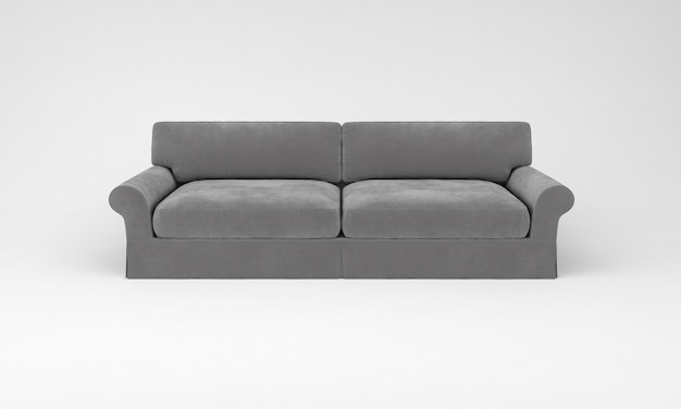 Lichtgrijze sofa vooraanzicht meubels 3d-rendering