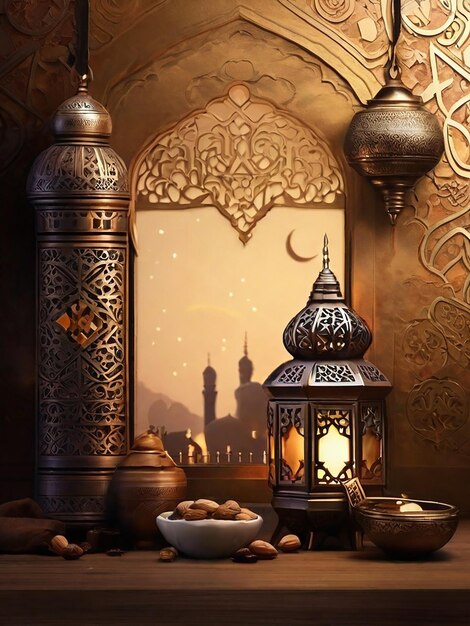 Foto lichtlantaarn als concept voor de ramadan