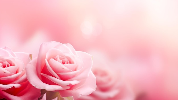 Lichtroze rozen van zachte kleur op een wazige achtergrond