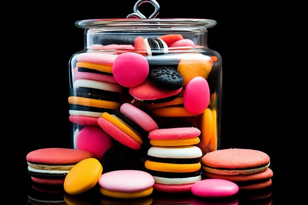 Photo licorice allsorts in a retro candy jar