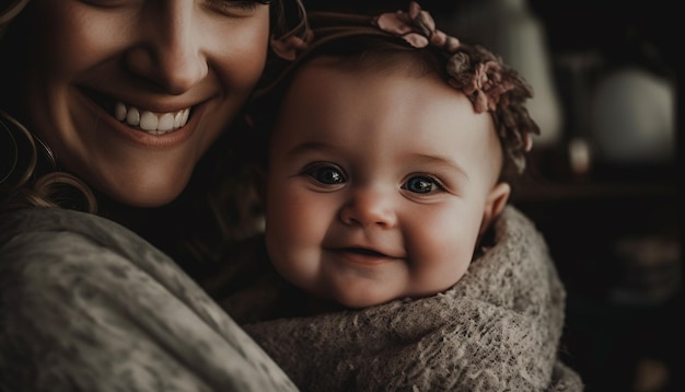 Liefde en vreugde in een familieportret gegenereerd door AI