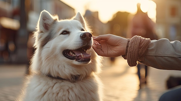 Liefde hand aaien hond